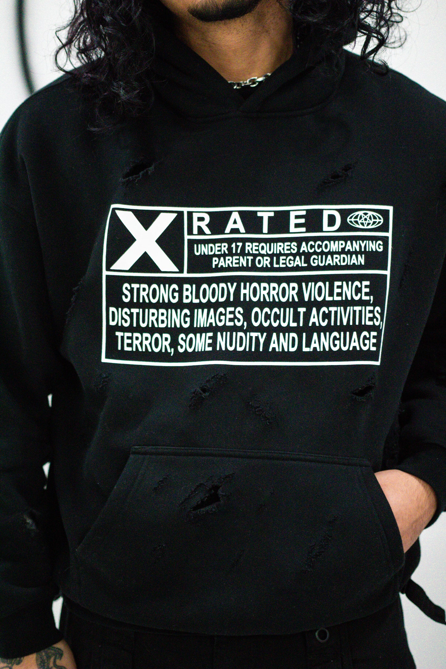 X-RATED DISTRESSED HOODIE