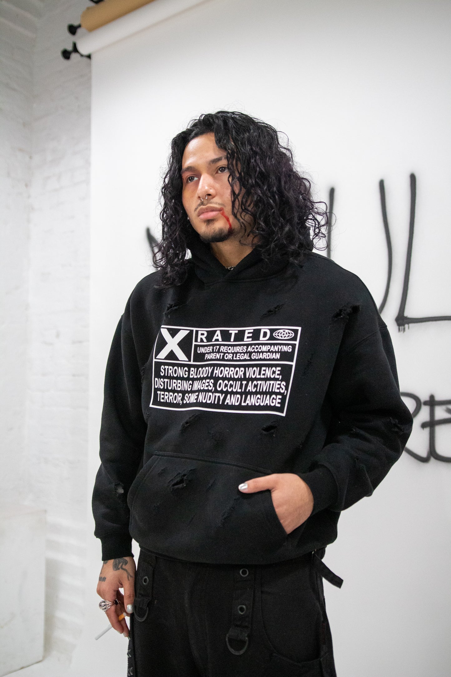 X-RATED DISTRESSED HOODIE